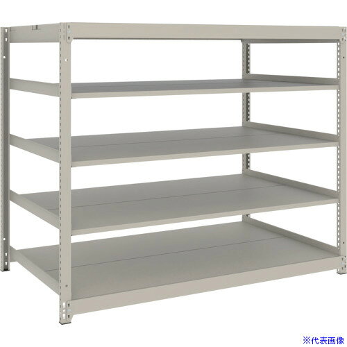 ■TRUSCO スチールラック 薄板ラック(棚板分割タイプ、耐荷重100Kg)1500×595×H1200 5段単体 ネオグレー UL4565(NG)(6639218)