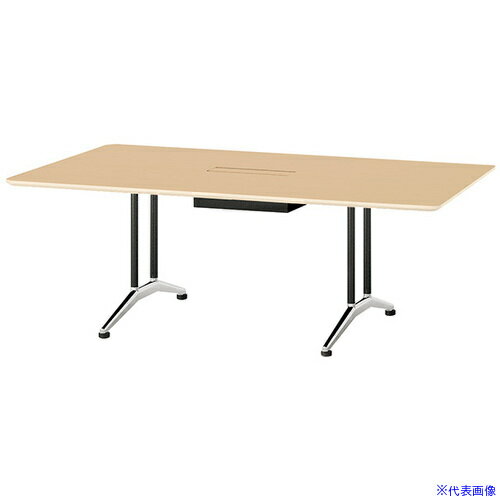 オレンジブック トラスコ中山　TRUSCONAIKI ミーティングテーブル(配線付 KDF型/天板：サンドウォールナット 脚：ブラック/W2100×D1100×H714 〔品番:KDF2111AHSDW〕[ 注番:6789497]特長●脚部...