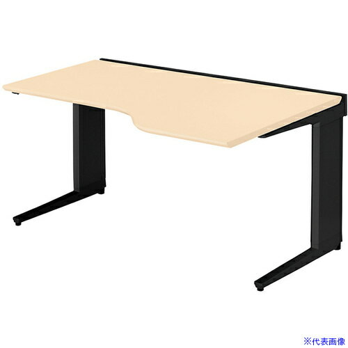 ■NAIKI 平デスク(右ウェーブタイプ) トリアス TR型/天板：シルクウッド 本体：ブラック/W1400×D900×H720 TRH147EFRBS(6808637)[送料別途お見積り][法人限定][掲外取寄]