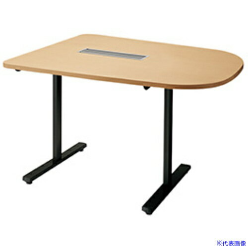 ■NAIKI ミーティングテーブル(配線付/半長円テーブル モプト MP型/天板：シルクウッド 脚：ブラック/W1200×D900×H720 MP1290SRHBS(6814657)[送料別途お見積り][法人限定][掲外取寄]