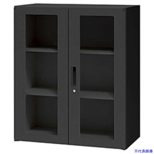 ■NAIKI ガラス両開き書庫 CWS型収納庫(ブラックタイプ) CWS0911KGBB(6815066)[送料別途お見積り][法人限定][外直送]
