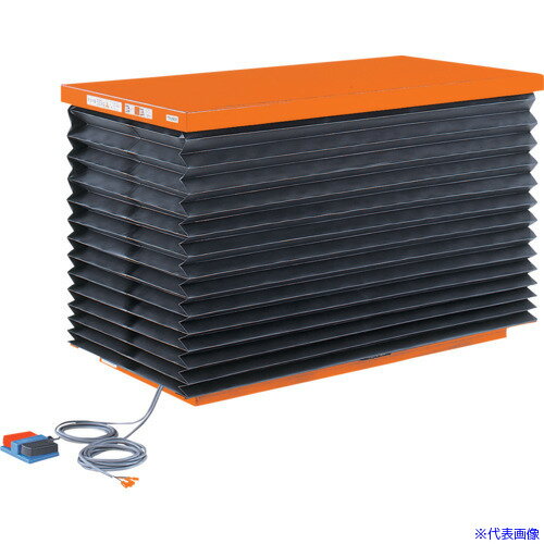 ■TRUSCO テーブルリフト1000kg 油圧式 650X1200X155〜905 蛇腹付 昇降速度(秒)42/34(50Hz/60Hz) HDL100..