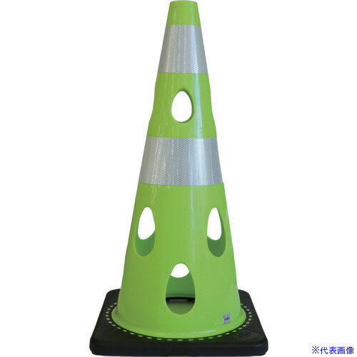 ■CAR−BOY 点滅灯設置可能タイプ(上部切り欠き加工あり) 穴あきコーン 反射ホワイト グリーンイエロー C..