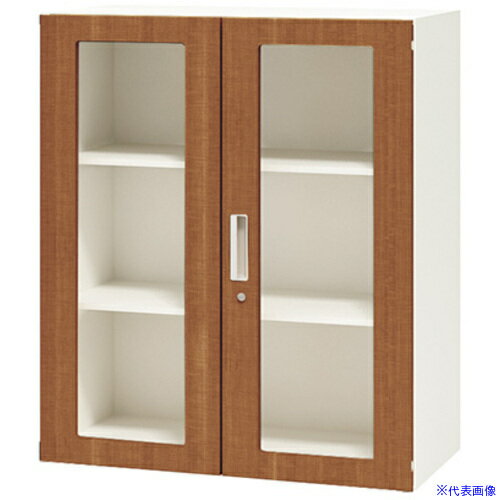 ■NAIKI ガラス両開き書庫 CW型/扉:ミディアムウォールナット 本体:クリアーホワイト/W899×D450×H1050 C..