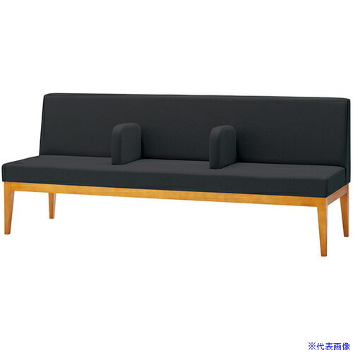 ■NAIKI ロビーチェアー 3人掛、中肘付 布張り ブラック RC2208SHFBK(6933274)[送料別途お見積り][法人限定][掲外取寄]