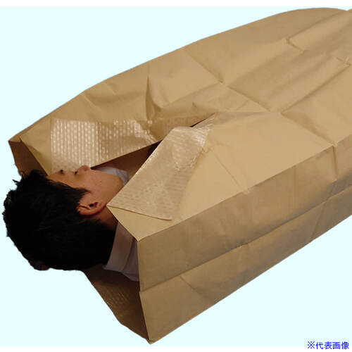 ■ワニ印 音の少ない紙製 備蓄用防災寝袋 WA4000(6938405)[送料別途お見積り][法人限定][外直送](4.0)