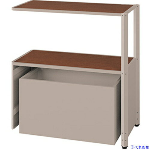 オレンジブック トラスコ中山　TRUSCONAIKI シェルフラック(下段ボックス メレム MU型/天板：ダークウォールナット 本体：サテンアッシュトープ/W925×H973 〔品番:MU0909RUSSTWN〕[ 注番:6962740]特...