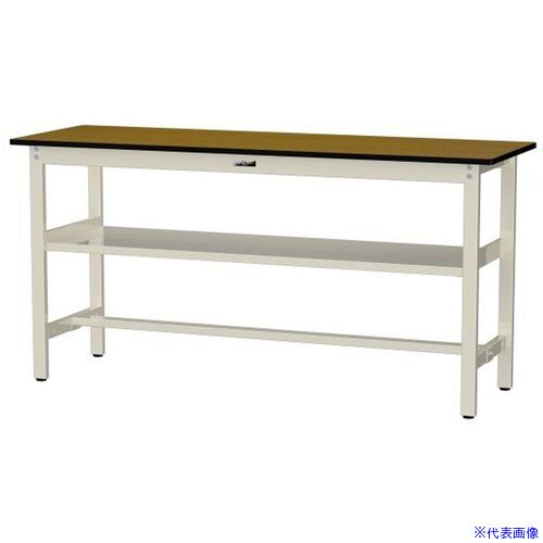 ■ヤマテック 中量作業台 ワークテーブル500シリーズ 固定式 中間全面棚板付 メラミン天板 W1800×D600×H..