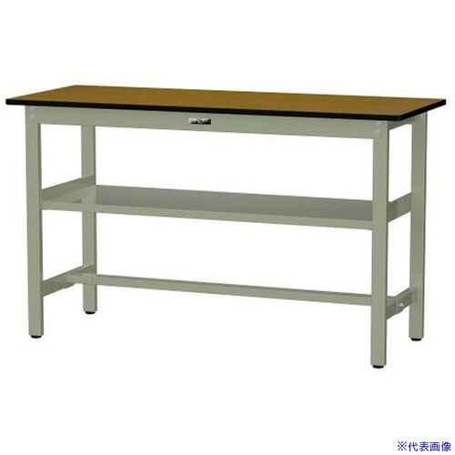 ■ヤマテック 中量作業台 ワークテーブル500シリーズ 固定式 中間全面棚板付 メラミン天板 W1500×D600×H..