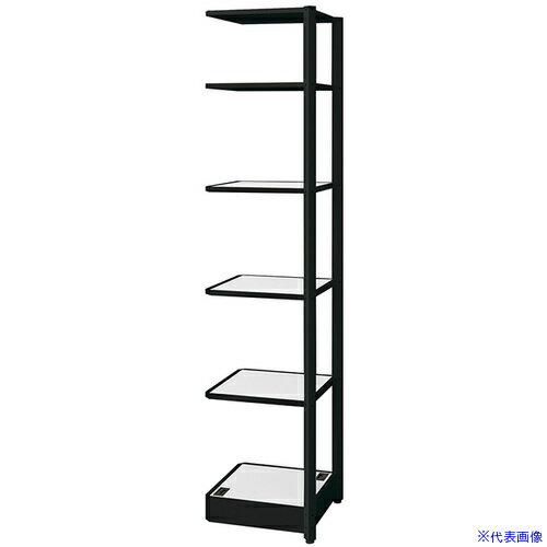 ■NAIKI シェルフラック(コーナー連結 メレム MU型/天板：サテンホワイト 本体：サテンブラック/W475×H2103 MU0421RSBSW(6986478)[送料別途お見積り][法人限定][掲外取寄](3.0)