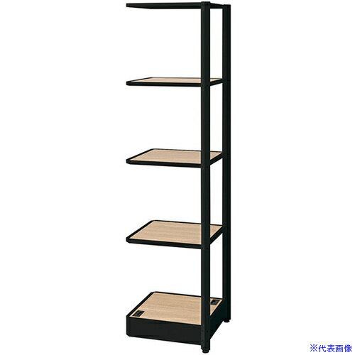 オレンジブック トラスコ中山　TRUSCONAIKI シェルフラック(コーナー連結 メレム MU型/天板：サンドオーク 本体：サテンブラック/W475×H1813 〔品番:MU0418RSBSO〕[ 注番:6986529]特長●オフィス空間...