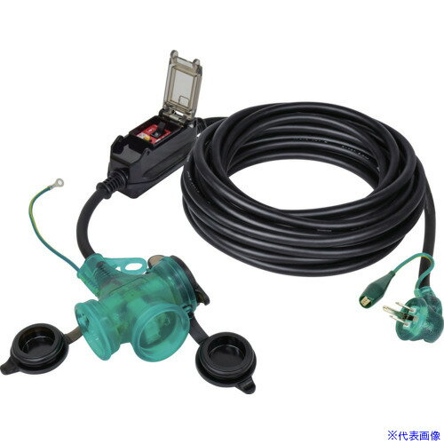 Rakuten - ■NICHIDO 防雨Lヘナポッキン延長ブレーカ10m 過負荷漏電保護兼用 PBWLEK10TS(6987780)