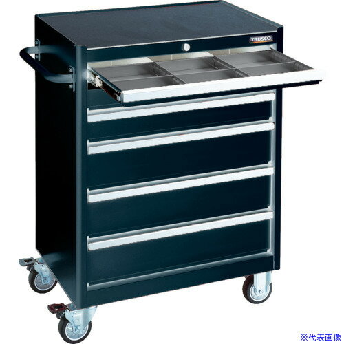 ■TRUSCO ローラーキャビネット ブラック 引出6段 50X1 100X2 150X3 仕切板付 TRC123SBK(6996417)[法人限定][直送元]