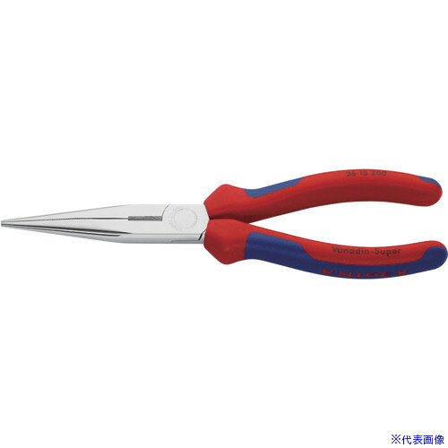 オレンジブック トラスコ中山　TRUSCOKNIPEX ロングラジオペンチ コンフォートハンドル クロムメッキ(SB展示販売パッケージ仕様) 〔品番:2615200SB〕[ 注番:7002078]特長●ヘッドは頑丈で、しかも精密に作られています。●ロングタイプで、先端形状は半丸型です。●つかみ面には滑り止めの横スジが入っています。●入念な焼入れ処理が施されたカッター部の硬度は約HRC61です。仕様●全長(mm)：200●切断能力(mm)硬線：φ2.2●切断能力(mm)中硬線：3.2●落下防止用ひも取付穴：なし●ハンドル：落下防止つきコンフォートハンドル●先端形状(mm)E×F：3.0×2.5●口先の長さ(mm)：73●ジョイント部の厚さ(mm)：9.5●ジョイント部の幅(mm)：18.0仕様2●掴み面(先端部)：半丸型、横溝入り●クロムメッキ仕上げ●店頭展示用パッケージ材質/仕上●オイル焼き入れ焼き戻しクロムバナジウム電気鋼セット内容/付属品注意●ハンドルデザインのモデルチェンジにより、一定の期間において新モデルと旧モデルが混在する可能性があります。予めご了承ください。詳しくはオレンジブック.com商品ページ添付のモデルチェンジ案内書をご参照ください。原産国（名称）ドイツJANコード4003773010890本体質量222gオレンジブック トラスコ中山　TRUSCOKNIPEX ロングラジオペンチ コンフォートハンドル クロムメッキ(SB展示販売パッケージ仕様) 〔品番:2615200SB〕[注番:7002078][本体質量：222g]《包装時基本サイズ：253×115×92》〔包装時質量：225g〕分類》手作業工具》プライヤー・ニッパー・ピンセット》ペンチ☆納期情報：仕入れ先通常在庫品 (欠品の場合有り)