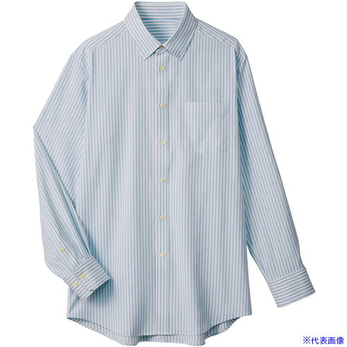 ■サンペックス シャツ 長袖 男女兼用 ユニフォーム ブルー 4L SW1500K64L(7003551)[送料別途お見積り][..