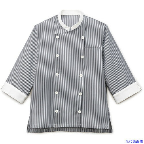 ■サンペックス 七分袖 飲食店 ユニフォーム ショップコート ホール キッチン ホワイト×ブラック SS SJAU2007B6SS(7003610)[送料別途お見積り][法人限定][掲外取寄]