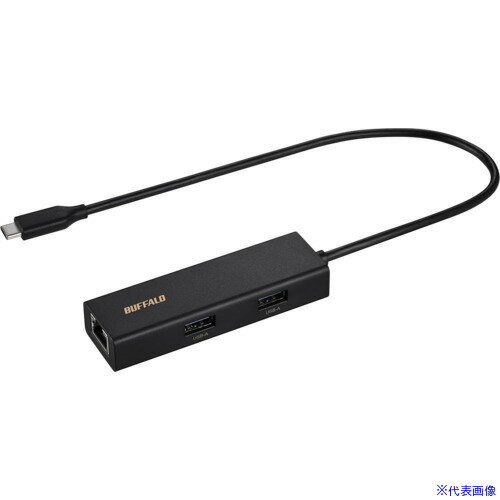 Cable - ■BUFFALO USB−C接続 LANアダプターハブ付 ブラック LUDU3CU101BK(7009563)[送料別途お見積り][法人限定][掲外取寄]