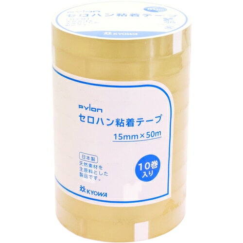 オレンジブック トラスコ中山　TRUSCOパイロン セロハン粘着テープ 10巻 シュリンク 15mm×50m 〔品番:HC300Z〕[ 注番:7334522]特長●環境にやさしい天然素材を主原料としたテープです。用途●軽包装など幅広いシーンに。仕様●色：透明●幅(mm)：15●長さ(m)：50●厚さ(mm)：0.05●紙管サイズ(mm)：76.2仕様2●ゴム系粘着剤材質/仕上セット内容/付属品注意原産国（名称）日本JANコード4971620984260本体質量400gオレンジブック トラスコ中山　TRUSCOパイロン セロハン粘着テープ 10巻 シュリンク 15mm×50m 〔品番:HC300Z〕[注番:7334522][本体質量：400g]〔包装時質量：510g〕分類》梱包用品》テープ用品》事務用テープ☆納期情報：メーカー取り寄品（弊社より発送）
