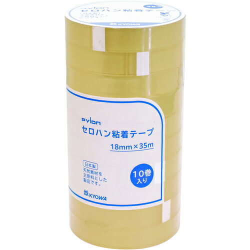 オレンジブック トラスコ中山　TRUSCOパイロン セロハン粘着テープ 10巻シュリンク 18mm×35m 〔品番:HC120A〕[ 注番:7334529]特長●環境にやさしい天然素材を主原料としたテープです。用途●軽包装など幅広いシーンに。仕様●色：透明●幅(mm)：18●長さ(m)：35●厚さ(mm)：0.05●紙管サイズ(mm)：76.2仕様2●ゴム系粘着剤材質/仕上セット内容/付属品注意原産国（名称）日本JANコード4971620984277本体質量520gオレンジブック トラスコ中山　TRUSCOパイロン セロハン粘着テープ 10巻シュリンク 18mm×35m 〔品番:HC120A〕[注番:7334529][本体質量：520g]《包装時基本サイズ：95×95×180》〔包装時質量：430g〕分類》梱包用品》テープ用品》事務用テープ☆納期情報：仕入れ先通常在庫品 (欠品の場合有り)