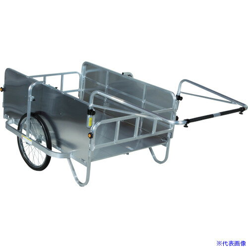 ■HARAX 折り畳み式大型リヤカー側面アルミパネル付 コンパック(空気タイヤ) HC1208A(7631570)[法人限定][直送元]