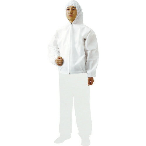 ■TRUSCO 不織布使い捨て保護服フード付ジャンバー Sサイズ TPCFS(7638124)