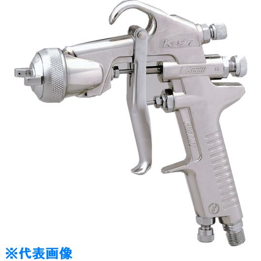 オレンジブック トラスコ中山　TRUSCO近畿 クリーミー重力式スプレーガン ノズル径2.5mm 〔品番:C97G25〕[ 注番:8050515]特長●大型タイプの重力式ガンです。用途●下塗、高粘度、エマルジョン、溶剤系スプレーボンド仕様●ノズル径(mm)：2.5●所要圧縮機(kW)：1.5〜●カップ取付口：G1/4●エア取込口：G1/4仕様2●重力式材質/仕上●本体:アルミダイカスト合金●接液部:ステンレス・真鍮・アルミ合金セット内容/付属品●スパナ注意●スプレーガン自体を溶剤につける事は禁止して下さい原産国（名称）日本JANコード本体質量550gオレンジブック トラスコ中山　TRUSCO近畿 クリーミー重力式スプレーガン ノズル径2.5mm 〔品番:C97G25〕[注番:8050515][本体質量：550g]分類》工事・照明用品》塗装・内装用品》スプレーガン☆納期情報：メーカー取り寄品（弊社より発送）