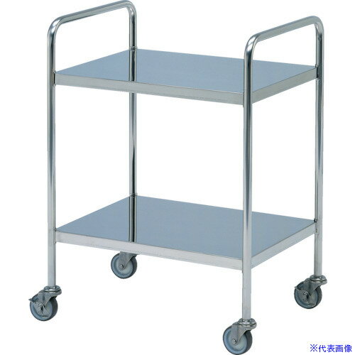 ■テックサス ステンレス両ハンドル式ミニテーブルワゴンスチールキャスター付 AWN6045E(8106973)[法人..