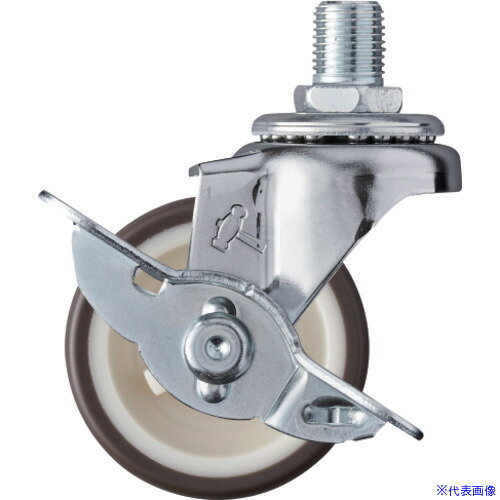 ■ハンマー ねじ込み旋回式ウレタン車輪(ナイロンホイール)50mm M12 ストッパー付 415A3UR50(8140887)