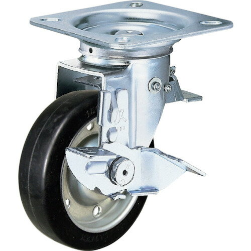 ■ハンマー スイッチキャスター ゴム車輪(ワイドタイプ)100mm ストッパー付 419F0SWR100(8141005)[送料別途お見積り][法人限定][掲外取寄]