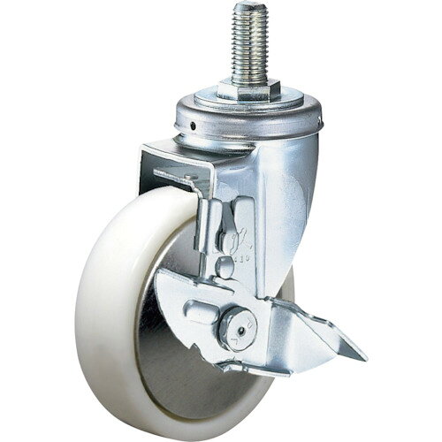 ■ハンマー ねじ込み式 自在 キャスター M20X2.5 ストッパー付 ナイロン(ベアリング入)車 100mm 中荷重 413SANRB100(8142033)[送料別途お見積り][法人限定][掲外取寄]