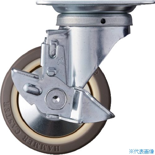 ■ハンマー 旋回式ウレタン車輪(ナイロンホイール・ボールベアリング)100mm ストッパー付 419SUB100(8142606)