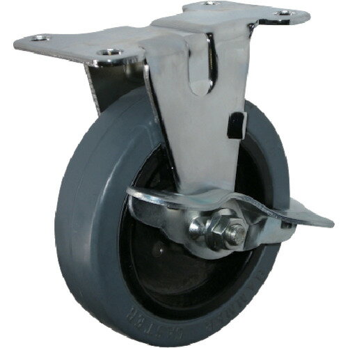 ■ハンマー Eシリーズ固定式ゴム車輪(ナイロンホイール)100mm ストッパー付 415ERRN100(8143595)[送料別途お見積り][法人限定][掲外取寄]