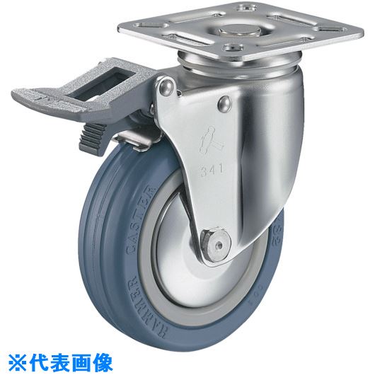■ハンマー オールステンレス旋回式ゴム車輪 100mm トータルロック 915S0MRB100(8144476)[送料別途お見積り][法人限定][掲外取寄]