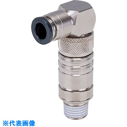 ■PISCO 金型温調継手ストップ弁付エルボ10型チューブ6MMネジR3/8 ASL10603(8181097)[送料別途お見積り][法人限定][掲外取寄]