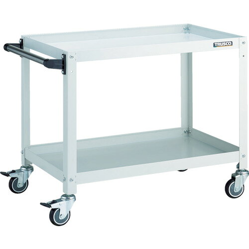 ■TRUSCO ツールワゴン ラビットワゴン 700×450×H600 ハンドル付 ウレタン車輪 ホワイト RBW672HUW(8183137)