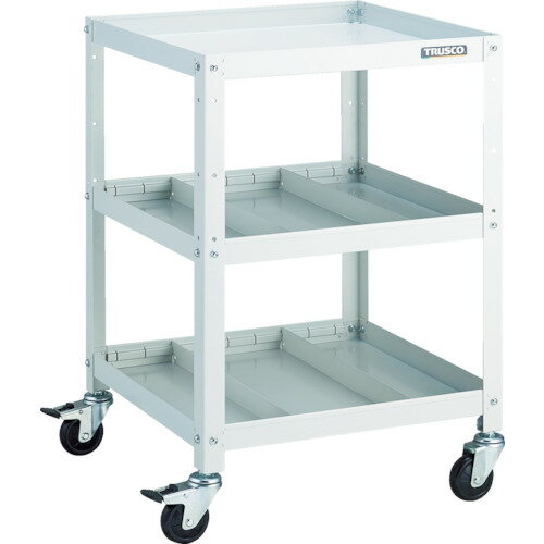 ■TRUSCO ツールワゴン ラビットワゴン 500X500 仕切2段付 ゴム車輪 ホワイト RBW753S2W(8183159)