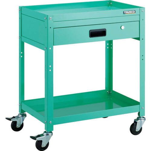 ■TRUSCO ツールワゴン ラビットワゴン 600X400 引出1段付 ゴム車輪 ヤンググリーン RBW762VYG(8183166)