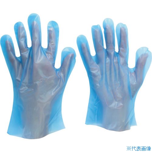 ■ミドリ安全 ポリエチレン使い捨て手袋 外エンボス 青 L (200枚入) VERTE581L(8192595)