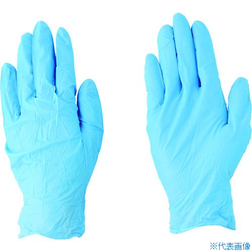 ■川西 ニトリルゴム使い捨て手袋 ニトリル使いきり手袋 ブルー 粉無 Lサイズ (100枚入) 2041L(8290510)