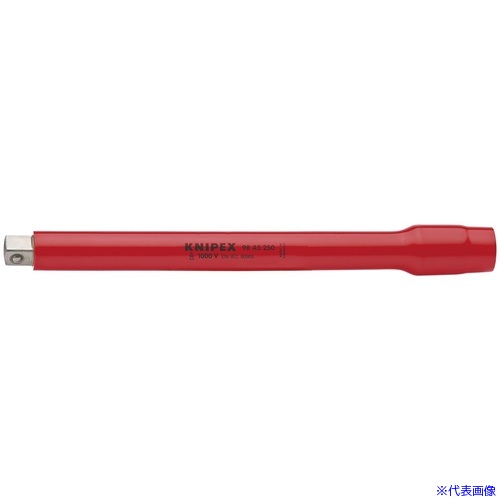 オレンジブック トラスコ中山　TRUSCOKNIPEX 200mm 絶縁エキステンションバー 1/2 〔品番:9845250〕[ 注番:8356530]特長●凹側の差し込み部はまわりまで絶縁コーティングが施されています。●鍛造ボディにより大変頑丈です。●素早く簡単にソケットを装着することができます。仕様●差込角(mm)：12.7●全長(mm)：250仕様2●1000V絶縁仕様●DIN　EN／IEC　60900基準適合品材質/仕上●クロムバナジウム鋼セット内容/付属品注意原産国（名称）日本JANコード4003773020820本体質量490gオレンジブック トラスコ中山　TRUSCOKNIPEX 200mm 絶縁エキステンションバー 1/2 〔品番:9845250〕[注番:8356530][本体質量：490g]《包装時基本サイズ：30×266×25》〔包装時質量：500g〕分類》手作業工具》絶縁用品》絶縁エクステンションバー☆納期情報：仕入れ先通常在庫品 (欠品の場合有り)