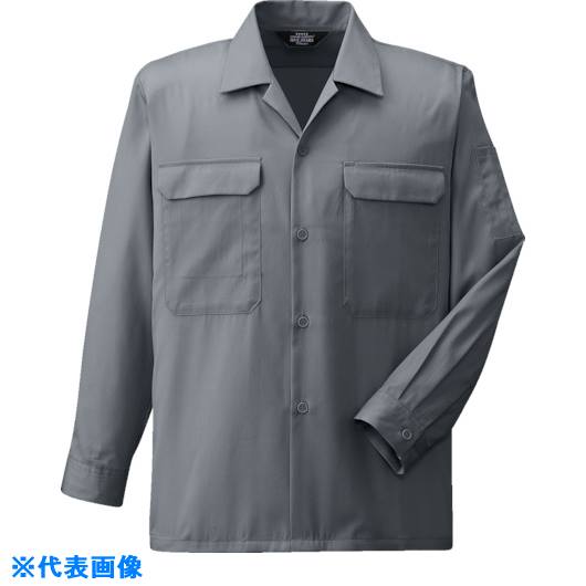 ■コーコス 開襟長袖シャツA-6658 3 グレー LL A66583LL(8541955)[送料別途お見積り][法人限定][掲外取寄]