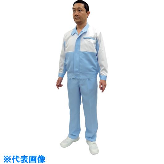 ■ADCLEAN ワーキングウェア 白×ブルー M EG37201M(8542959)[送料別途見積り][法人・事業所限定][外直送]