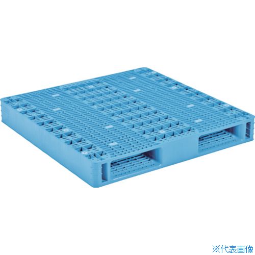 Rakuten - ■サンコー 樹脂パレット(両面二方差し) プラスチックパレット 812551 R2−1111−4ライトブルー 間口1100×奥行1100×高さ144mm SKR211114BLL(8551513)[送料別途お見積り][法人限定][直送]