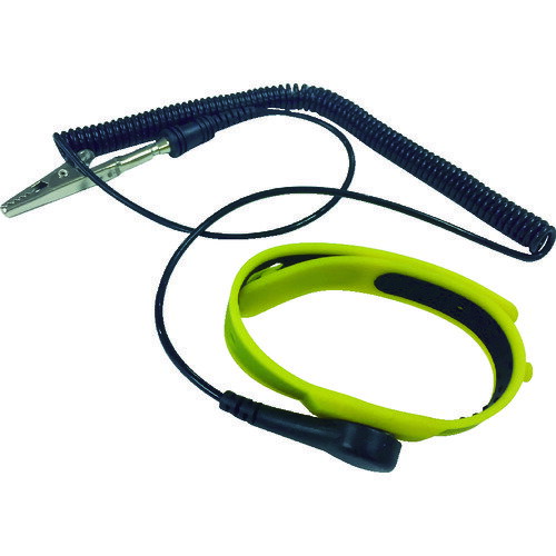 ■BLASTON 静電気対策用品 シリコンリストストラップ 黄 コード全長68cm BSCCH1502A25Y(8552076)