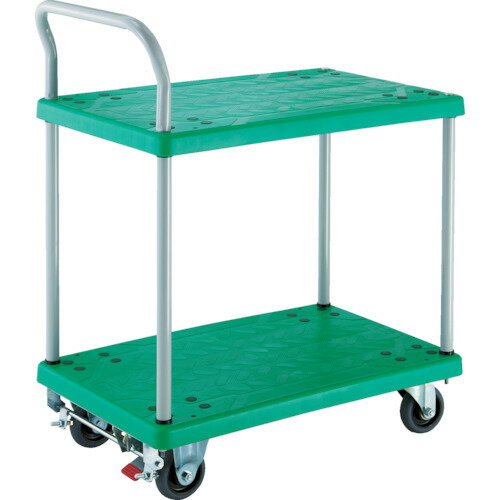 ■TRUSCO 樹脂台車 グランカート 2段片袖 718X468 ストッパー付 TP704S(8555529)[法人限定][直送元]