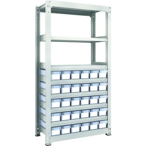 ■TRUSCO スチールラック M3型中量棚 H1800 樹脂透明引出付 小X30 M36358C30(8563280)