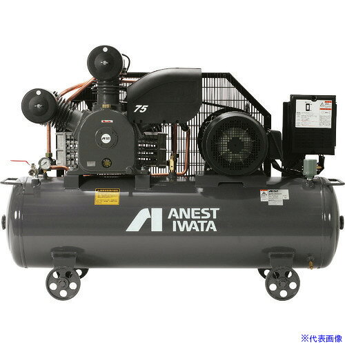 Compressors - ■アネスト岩田 レシプロコンプレッサー(給油式) (タンクマウント・オイルタイプ) 60Hz 11kW 吐出空気量1125L/min TLP110EG14M6(8590962)[法人限定][直送元]