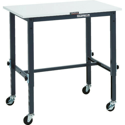 ■TRUSCO 軽荷重作業台高さ調節式(80kg)AEM型 900X600XH718〜1018 φ75キャスター付 ダークグレー色 RAEM..