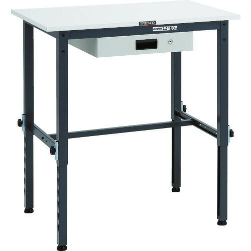 オレンジブック トラスコ中山　TRUSCOTRUSCO 軽荷重作業台高さ調節式(150kg)AEM型 900X600XH650〜950 薄型1段引出付 ダークグレー色 〔品番:RAEM0960UDK1DG〕[ 注番:8688734]特長●650〜950mmの間で50mmピッチの高さ調節が可能です。●引出しは使い勝手に応じて任意の場所に取り付け可能です。●高さ調節が650〜950mm（調整ピッチ50mm）までできますので、作業内容に合わせて座り作業・立ち作業のいずれにもご利用できます。●薄型引き出し付で工具などの保管・管理に最適です。●引き出しは作業者の使い勝手に合わせて任意の場所に取り付け可能です。仕様●天板材質：リノリューム張●間口(mm)：900●奥行(mm)：600●高さ(mm)：650〜950●脚部カラー：ダークグレー(DG)●引出し：1列1段　UDK−001 W カギあり●均等荷重(kg)：150●カタログ表記品番：RAEM-0960UDK1(色記号)●昇降方式：金具調整式●引出し内寸(mm)間口×奥行×深さ：393×395×45仕様2●昇降ピッチ：50mm材質/仕上●本体:スチールセット内容/付属品注意●車上渡しのため、お客様での荷降ろしが必要です。 ●作業台がDG色の場合、引き出しはW色になります。●提供不可：chemSHERPA原産国（名称）日本JANコード4989999697018本体質量31kgオレンジブック トラスコ中山　TRUSCOTRUSCO 軽荷重作業台高さ調節式(150kg)AEM型 900X600XH650〜950 薄型1段引出付 ダークグレー色 〔品番:RAEM0960UDK1DG〕[注番:8688734][本体質量：31kg]分類》物流・保管用品》作業台》高さ調節式作業台☆納期情報：メーカー直送品（送料元払い）【法人限定＝会社名ご記入お願い致します。】 ※北海道・沖縄・離島は運賃別途商品も含む