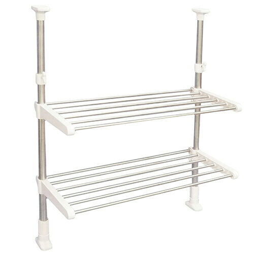 ◆平安伸銅 突ぱりステンレス2段棚 TOS-9